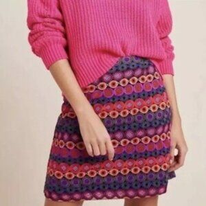 Anthropologie Hutch Ellen Embroidered Mini Skirt Size 14 like new